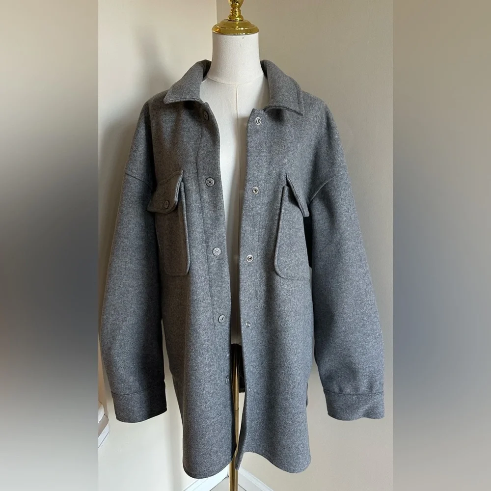 NWOT We The Free Gray Lola Shirt Jacket - XL